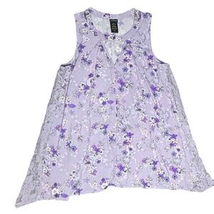 Disney Tank‎ Top Little Mermaid Floral Lace Trim Sleeveless XS